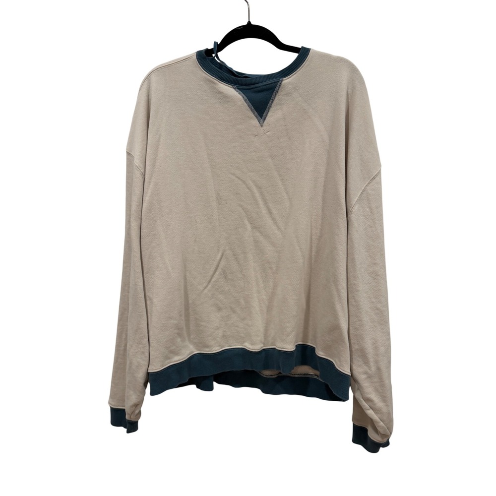 We‎ The Free People Cream Teal Colorblock Oversized Sweatshirt Small OB1084614